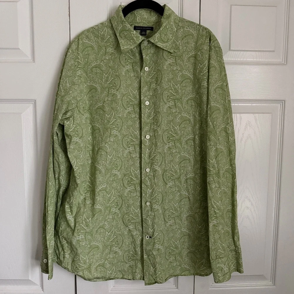 Banana Republic Shirt Mens L Paisley Long Sleeve Button Down Retro 60s 70s Boho